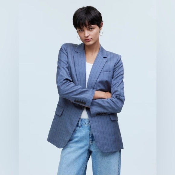 Madewell Jackets & Blazers - Madewell Classic Blue Yarn Dyed Pin Striped Blazer